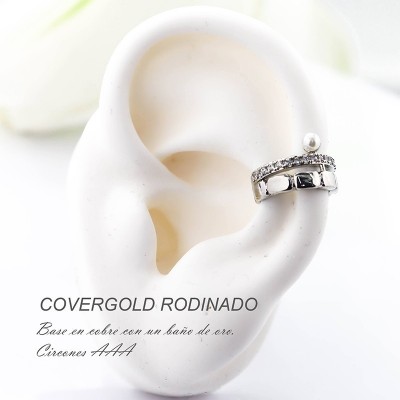 Earcuff en covergold con baño en Rodio
