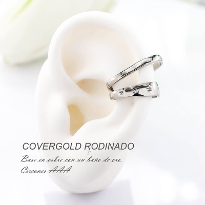 Earcuff en covergold con baño en Rodio