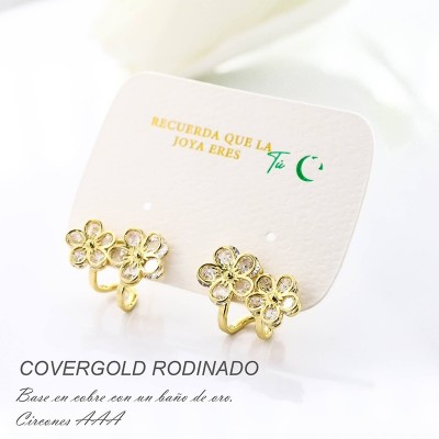Aretes en covergold con baño en Rodio