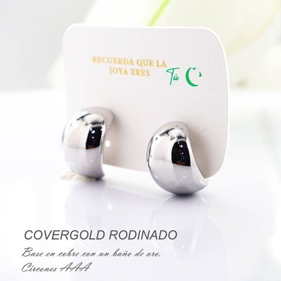 Aretes en covergold con baño en Rodio