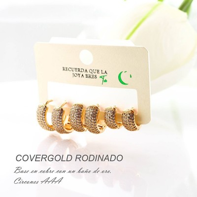 Set de candongas en covergold con baño en Rodio