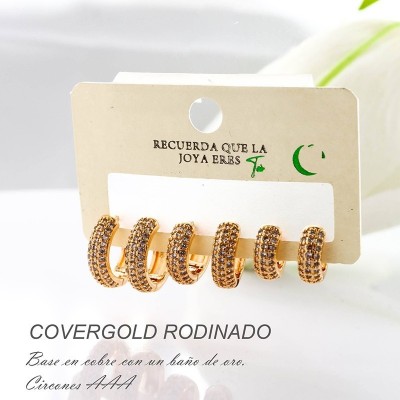 Set de candongas en covergold con baño en Rodio