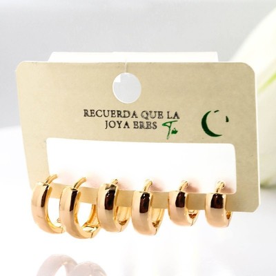 Set de candongas en covergold con baño en Rodio