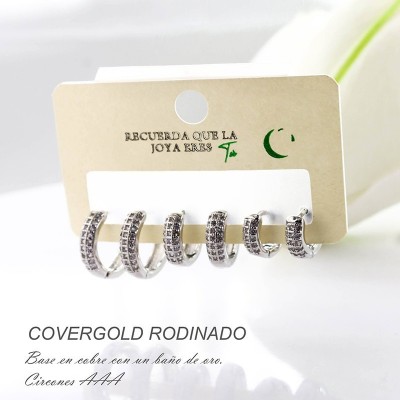 Set de candongas en covergold con baño en Rodio