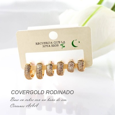 Set de candongas en covergold con baño en Rodio