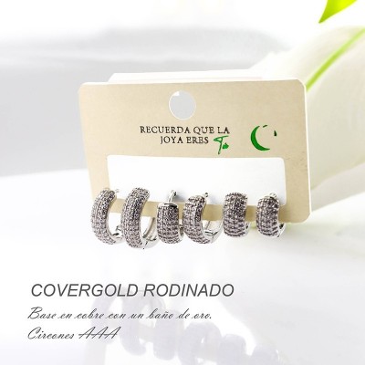 Set de candongas en covergold con baño en Rodio