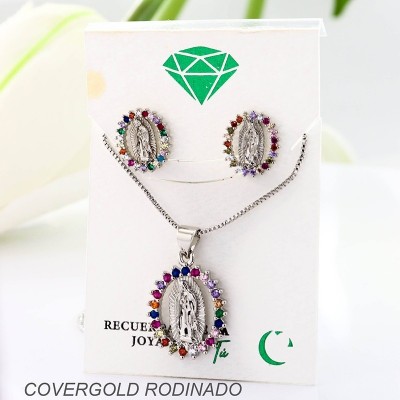 Set de la virgen en covergold con baño en Rodio