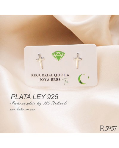 Aretes De Cruz En Plata Ley 925