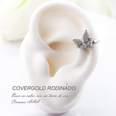 Earcuff en covergold con baño en Rodio