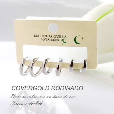 Set de candongas en covergold con baño en Rodio
