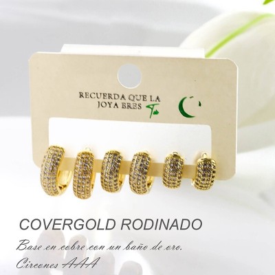 Set de candongas en covergold con baño en Rodio