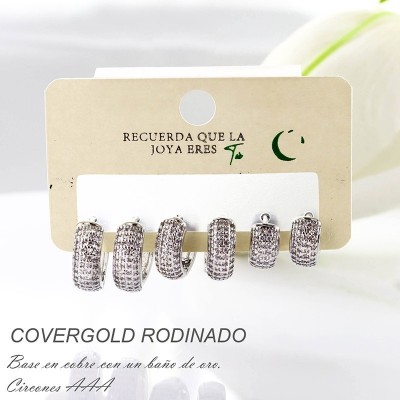 Set de candongas en covergold con baño en Rodio