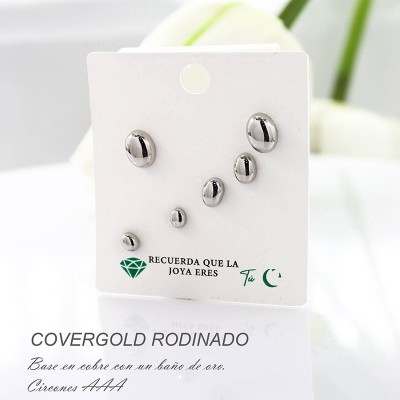 Set x 3 de candongas en covergold con baño en Rodio