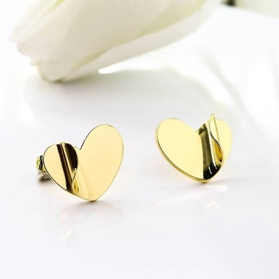 Aretes de corazon en covergold con baño en Rodio