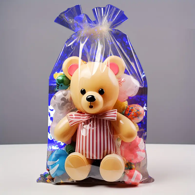 Bolsa metalizada con ventana y amarre paquete x 100