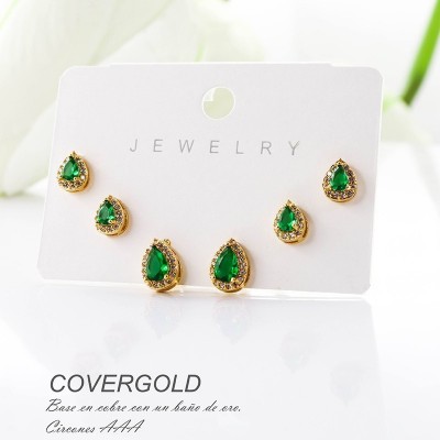 Set x 3 aretes de gota en Rodio