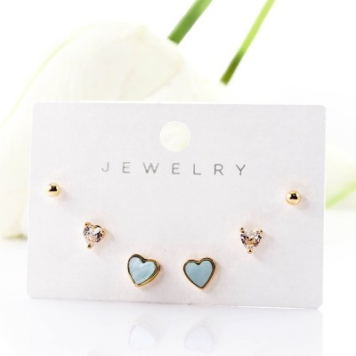 Set x 3 aretes de corazon en Rodio