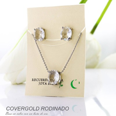 Set collar y aretes en Rodio