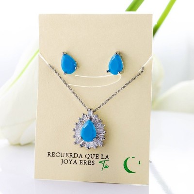 Set collar y aretes en Rodio