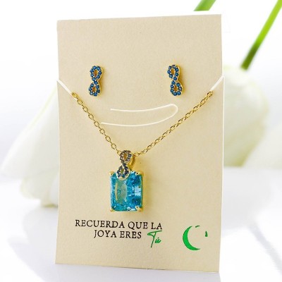 Set collar y aretes en Rodio