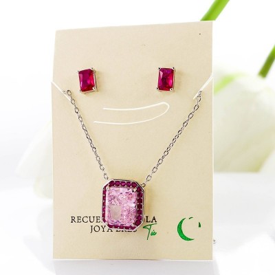 Set collar y aretes en Rodio