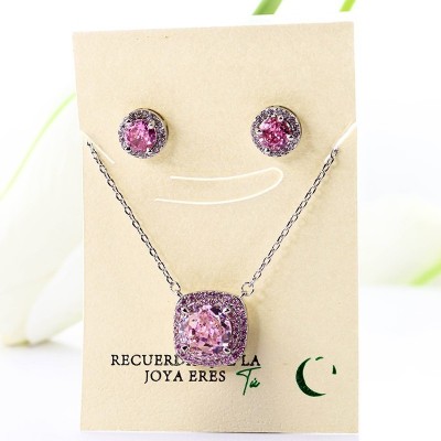 Set collar y aretes en Rodio