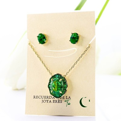 Set collar y aretes en Rodio