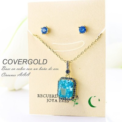 Set collar y aretes en Rodio