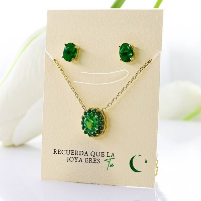Set collar y aretes en Rodio
