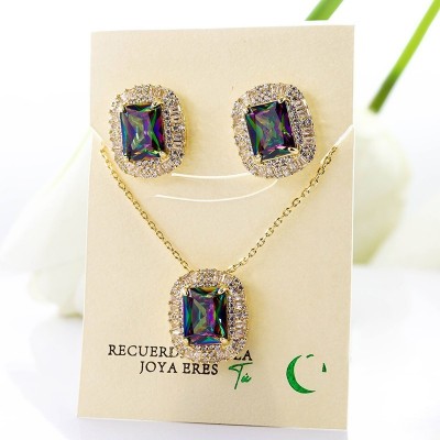 Set collar y aretes en Rodio