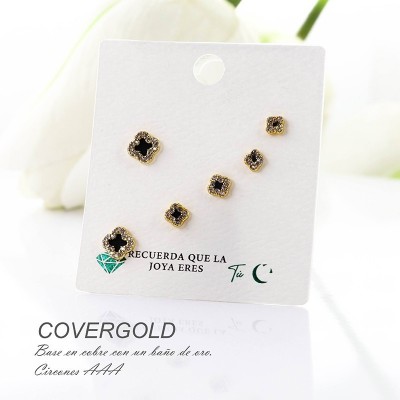 Set x 3 aretes de flor en Rodio