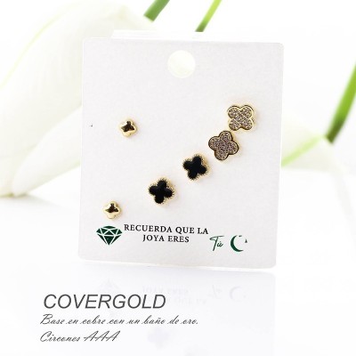 Set x 3 aretes de flor en Rodio