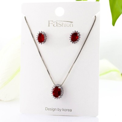 Set collar y aretes en Rodio