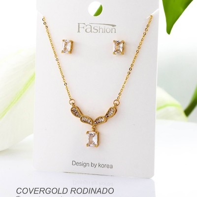 Set collar y aretes en Rodio