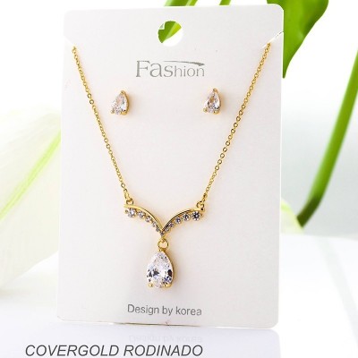 Set collar y aretes en Rodio