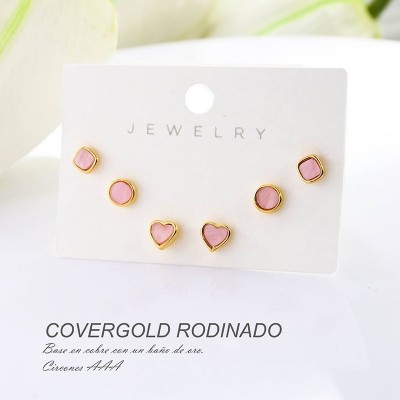 Set x 3 aretes  de corazon en Rodio