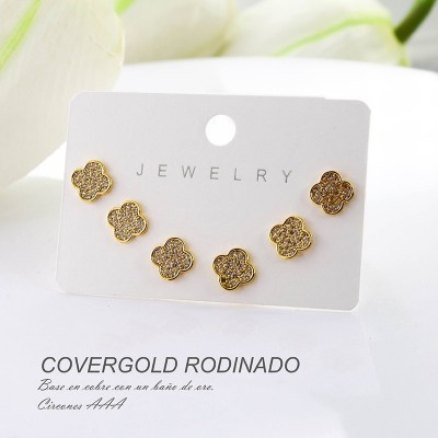 Set x 3 aretes de flor en Rodio
