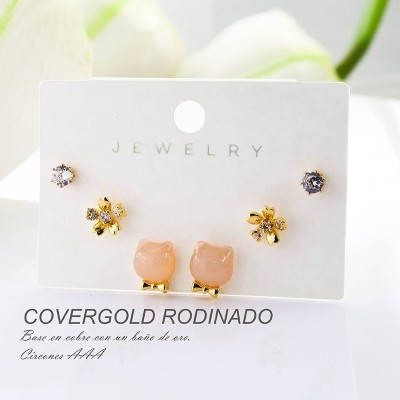Set x 3 aretes de oso en Rodio