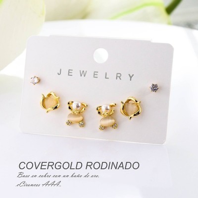 Set x 3 aretes de oso en Rodio