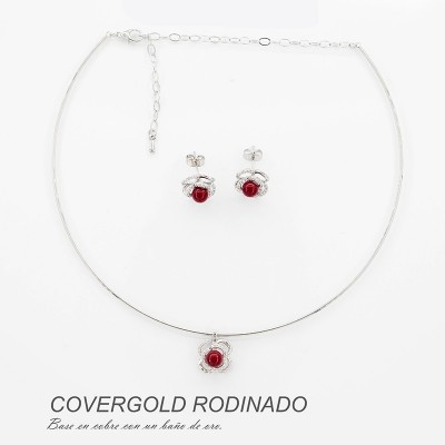 Set collar y aretes Ancora en covergold Rodinado