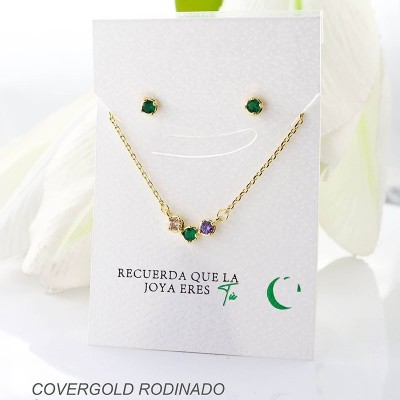 Set de aretes en covergold rodinado